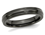 Ladies or Men's Black Titanium 4mm Domed Wedding Band Ring